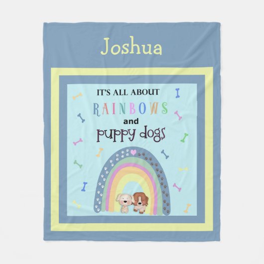 Alles über Regenbogen und Hunde Fleecedecke (Vorderseite)