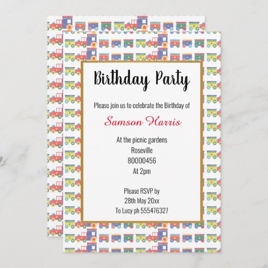 Alles über Züge zum Geburtstag Einladung (Vorne/Hinten)