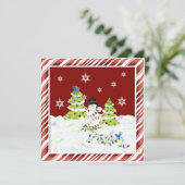 Alles verwirrt, Schneemann mit Weihnachtsbaumleuch Feiertagskarte (Stehend Vorderseite)