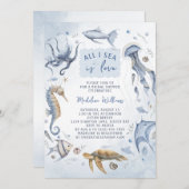 Alles, was das Meer ist Liebe Elegantes Brautparty Einladung (Vorne/Hinten)