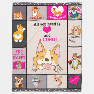 Alles was du brauchst ist Corgi Blanket Fleecedecke