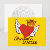 Alles was du brauchst ist Liebe | gelb Postkarte (Vorne/Hinten)