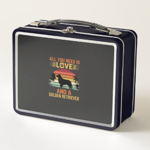 Alles was du brauchst ist Liebe Golden Retriever Metall Brotdose