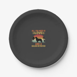 Alles was du brauchst ist Liebe Golden Retriever Pappteller