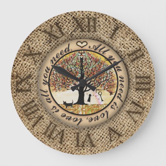 Alles, was du brauchst, ist Liebe Große Wanduhr (Vorderseite)