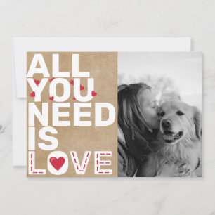 Alles, was du brauchst, ist Liebe Individuelle Fot Feiertagskarte