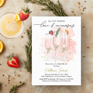 Alles was du brauchst ist Liebe & Mimosas Brautpar Einladung