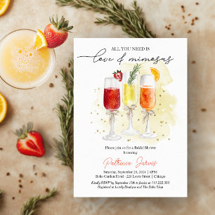 Alles was du brauchst ist Liebe & Mimosas Brautpar Einladung