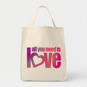 Alles, was du brauchst, ist Liebe Pink Purple Graf Tragetasche