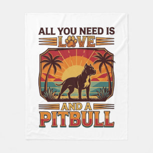 Alles was du brauchst ist Liebe Pitbull Hund Sonne Fleecedecke