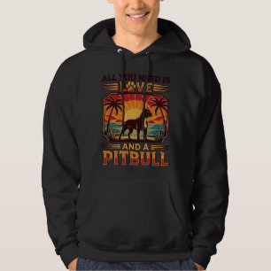 Alles was du brauchst ist Liebe Pitbull Hund Sonne Hoodie