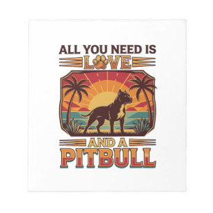 Alles was du brauchst ist Liebe Pitbull Hund Sonne Notizblock