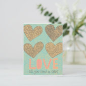 Alles, was du brauchst, ist Liebe Postkarte (Stehend Vorderseite)