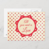 Alles was du brauchst ist Liebe Postkarte (Vorne/Hinten)