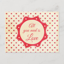 Alles was du brauchst ist Liebe Postkarte