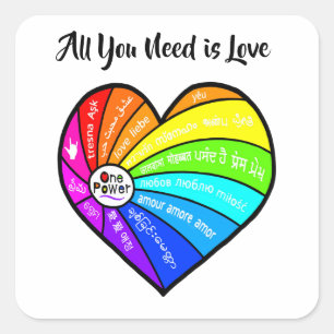 Alles, was du brauchst, ist Liebe Quadratischer Aufkleber