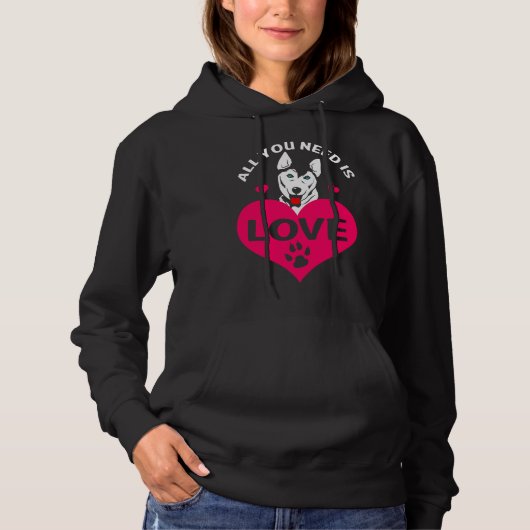 Alles, was du brauchst, ist Liebe sibirischer Husk Hoodie (Vorderseite)