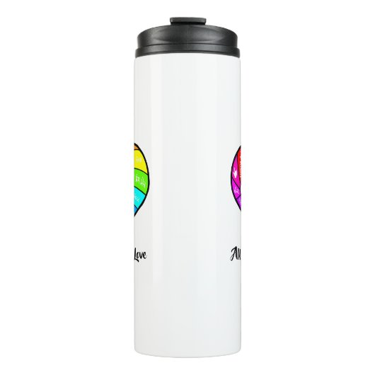 Alles, was du brauchst, ist Liebe Thermosbecher (Vorderseite)