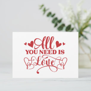 Alles was du brauchst ist Liebe Typography Flat Ca