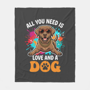 Alles was du brauchst ist Liebe und ein Hund Grafi Fleecedecke