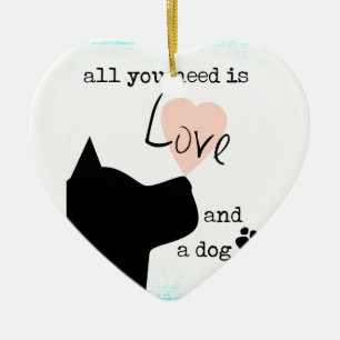 alles was du brauchst ist Liebe und ein Hund pink Keramik Ornament