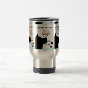 alles was du brauchst ist Liebe und ein Hund pink  Reisebecher
