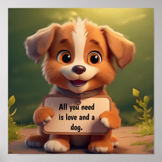 Alles, was du brauchst, ist Liebe und ein Hund. Poster (Vorne)