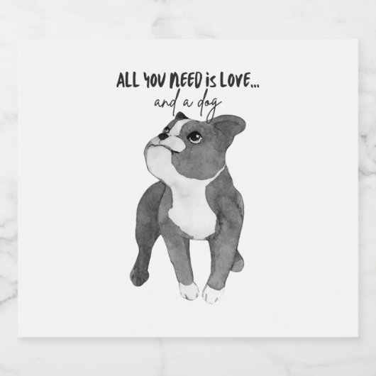 Alles was du brauchst ist Liebe und ein Hund Schaumweinetikett (Einzelnes Label)