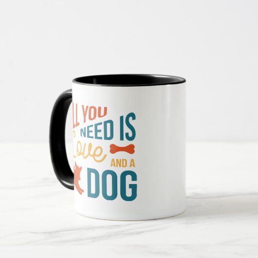 Alles was du brauchst ist Liebe und ein Hund Tasse (Vorderseite Links)