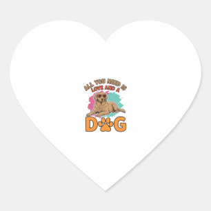Alles was du brauchst ist Liebe und ein Hund Vinta Herz-Aufkleber