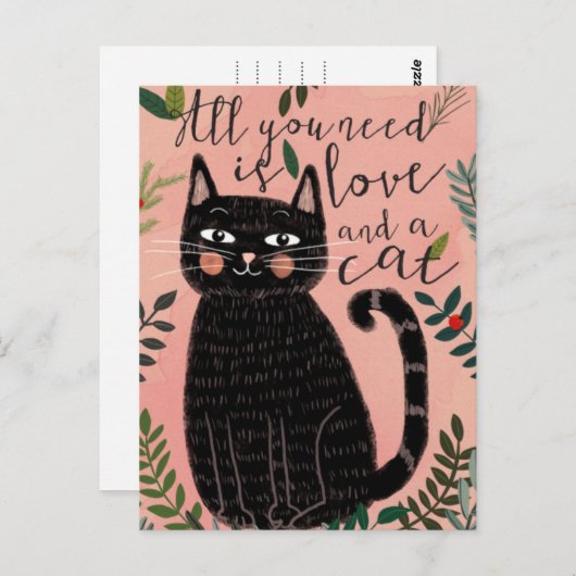 Alles, was du brauchst, ist Liebe... Und eine Katz Postkarte (Vorne/Hinten)