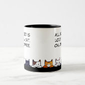 "Alles, was du brauchst, ist Liebe und Katze..." l Zweifarbige Tasse (Mittel)