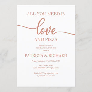 Alles was du brauchst ist Liebe und Pizza Probedin Einladung