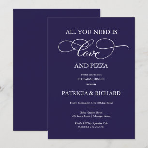 Alles was du brauchst ist Liebe und Pizza Probedin Einladung