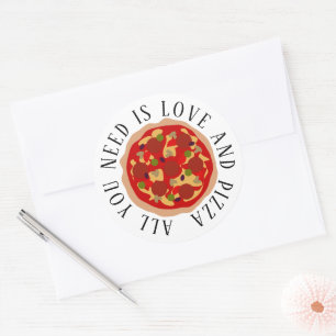 Alles, was du brauchst, ist Liebe und runde Pizzas Runder Aufkleber