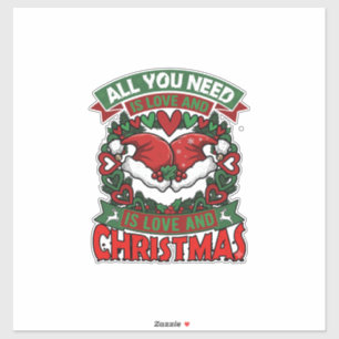 Alles was du brauchst ist Liebe Weihnachten Santa  Aufkleber