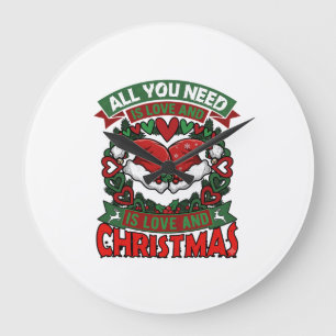 Alles was du brauchst ist Liebe Weihnachten Santa Große Wanduhr