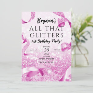 Alles was glänzt Pink Glitzer Geburtstagsfeier Einladung