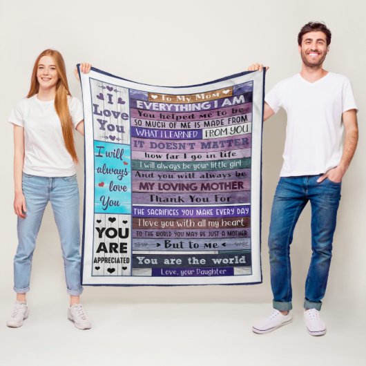 Alles, was ich bin, hat mir geholfen, Tochter zur  Fleecedecke (Beispiel)