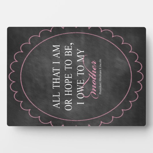 "Alles, was ich bin oder hoffen zu sein, verdanke Fotoplatte (Vorderseite)