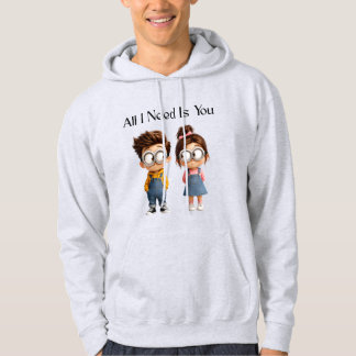 Alles was ich brauche bist Du | Süßer Cartoon-Jung Hoodie