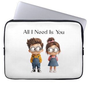 Alles was ich brauche bist Du Süßer Cartoon Jung Laptopschutzhülle