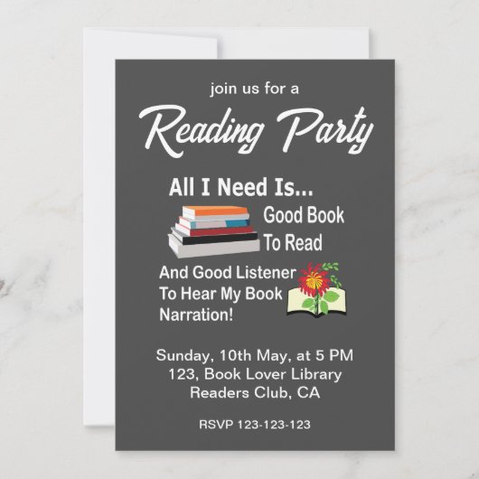 Alles, was ich brauche, ist ein gutes Buch- und Li Einladung (Vorderseite)