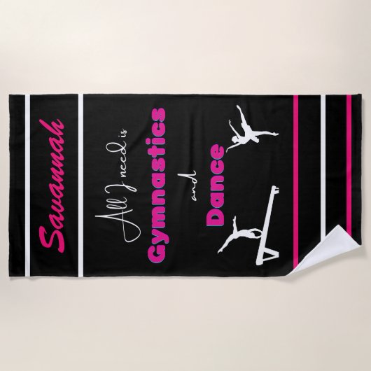 Alles was ich brauche ist Gymnastik und Tanz Strandtuch (Vorderseite)