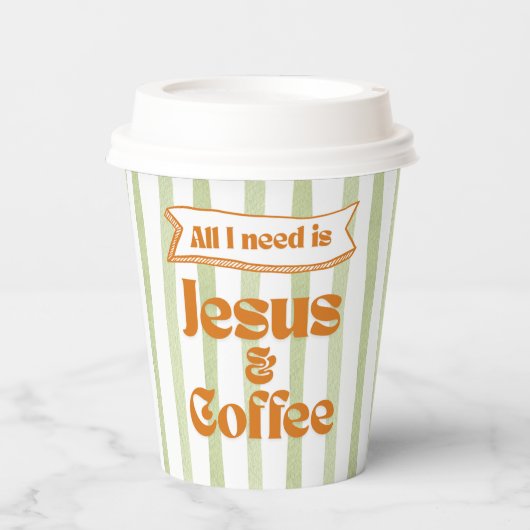 Alles was ich brauche ist Jesus & Coffee - Olive G Pappbecher (Vorderseite)