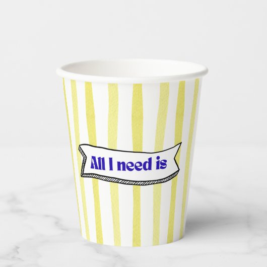 Alles, was ich brauche, ist Jesus & Kaffee - gelb, Pappbecher (Vorderseite)