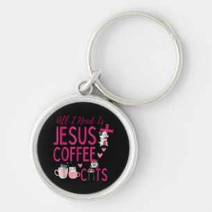 Alles was ich brauche ist Jesus, Kaffee und Katzen Schlüsselanhänger