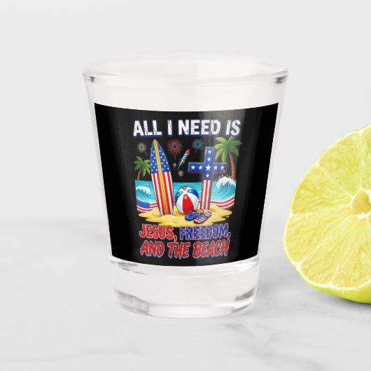 ALLES WAS ICH BRAUCHE IST JESUS SCHNAPSGLAS (Vorderseite)
