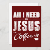 Alles, was ich brauche, ist Jesus und Kaffee Einladung (Vorne/Hinten)