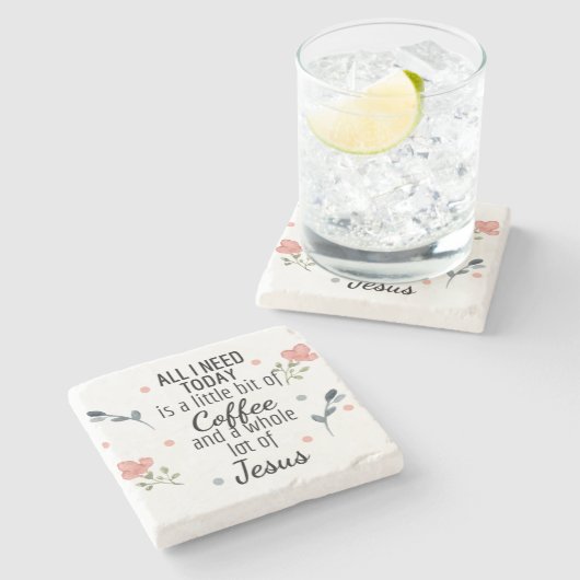 Alles, was ich brauche, ist Kaffee und Jesus Unter Steinuntersetzer (Seitenansicht)